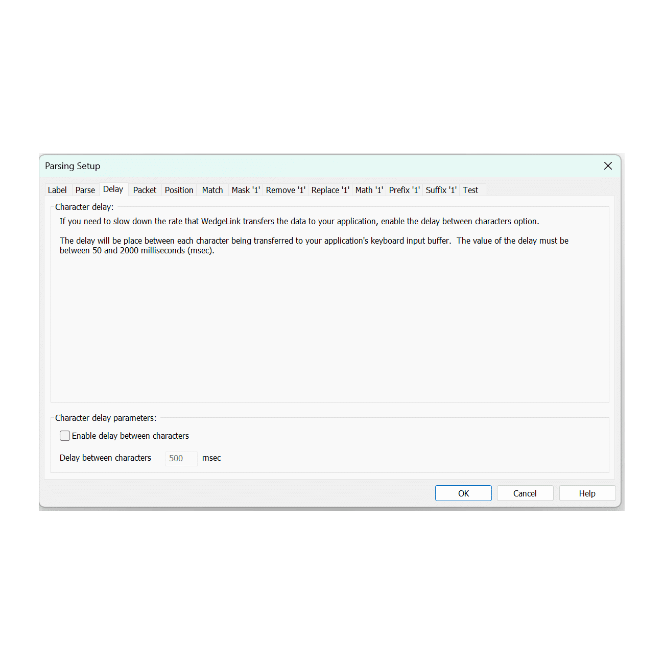 WedgeLink Standard Parsing Delay
