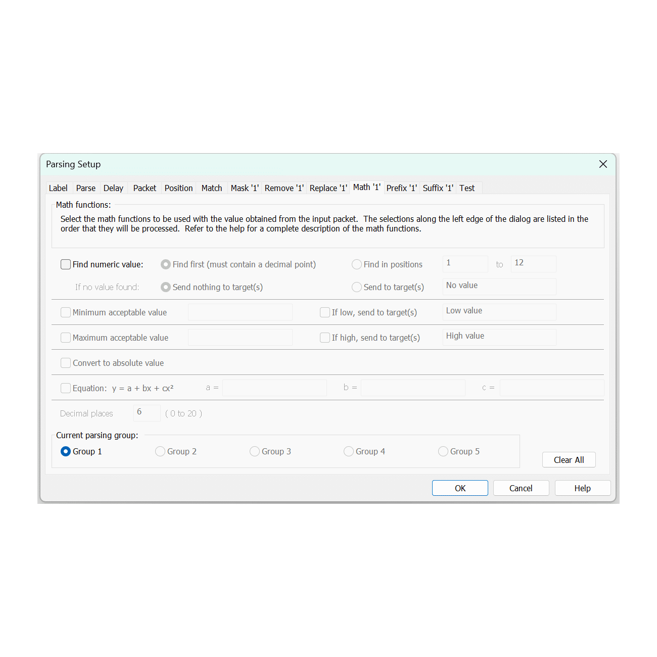 WedgeLink Standard Parsing Math