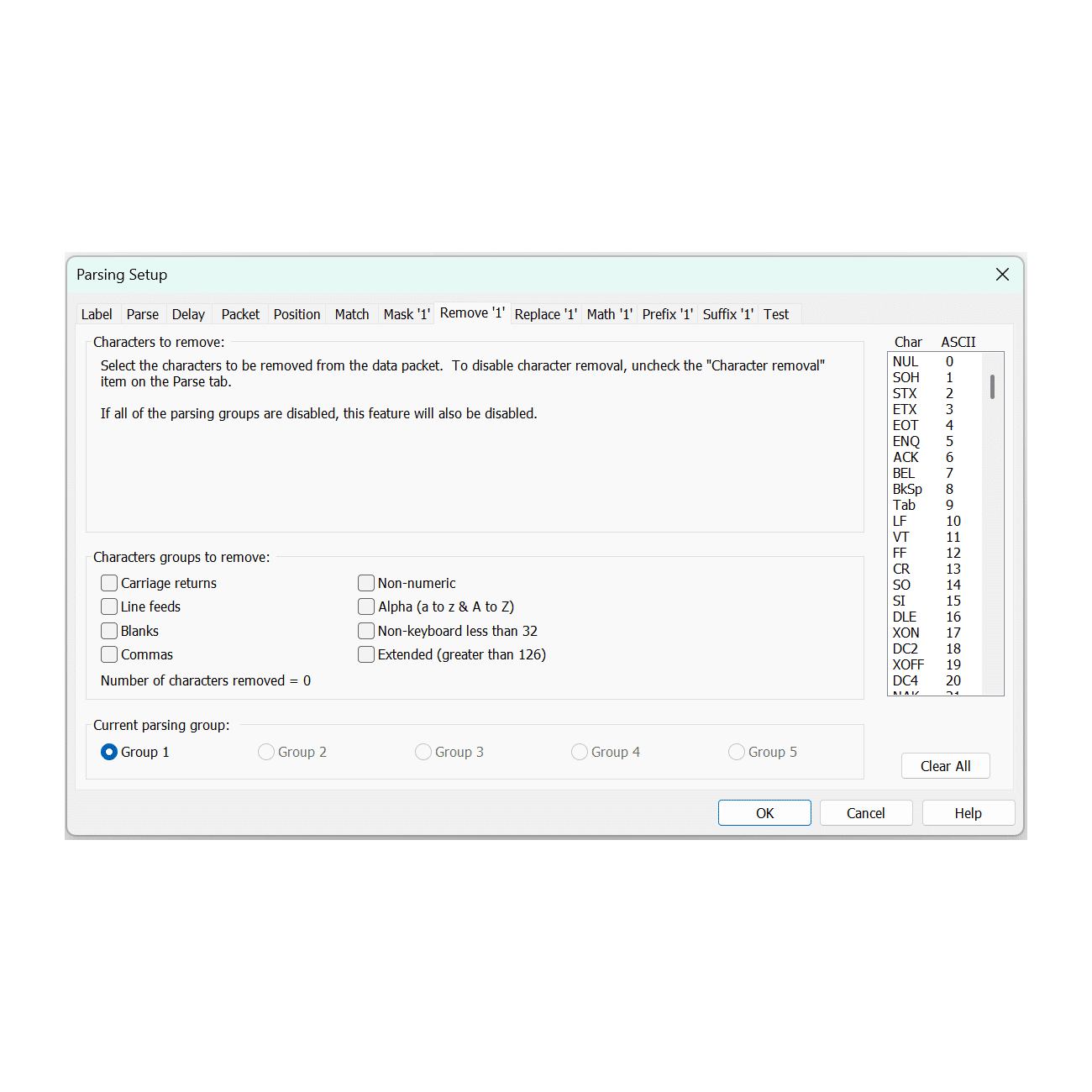 WedgeLink Standard Parsing Remove