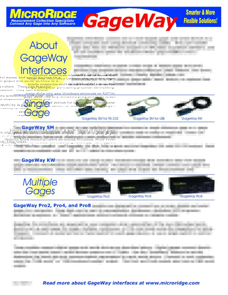 GageWay Interfaces Brochure