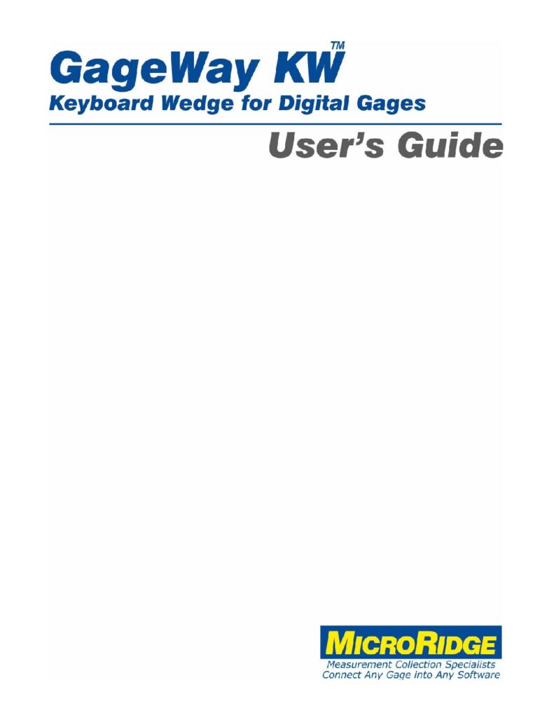 GageWay KW Users Guide