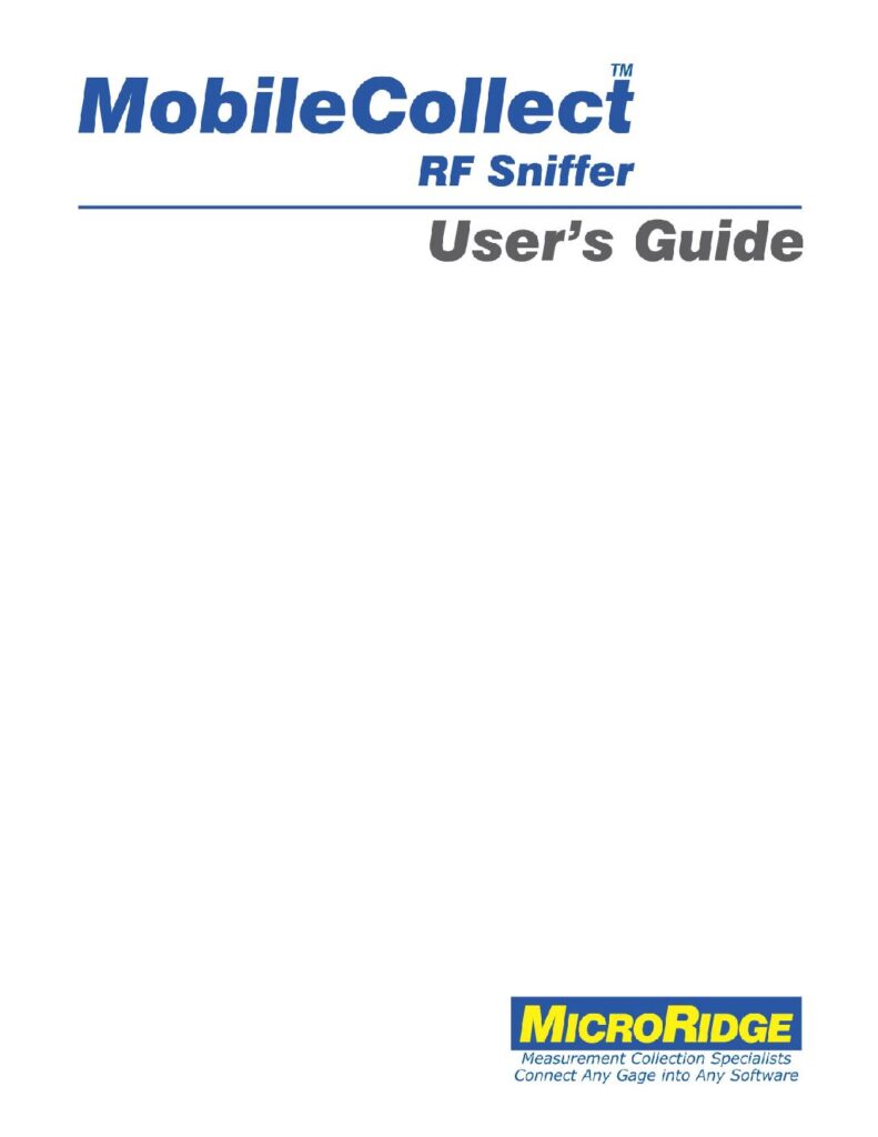 MobileCollect RF Sniffer Users Guide