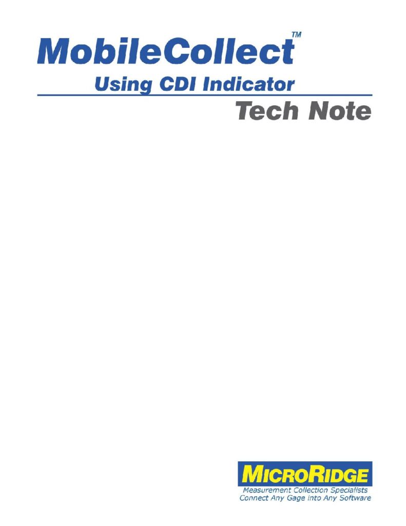MobileCollect Using CDI Indicator Tech Note