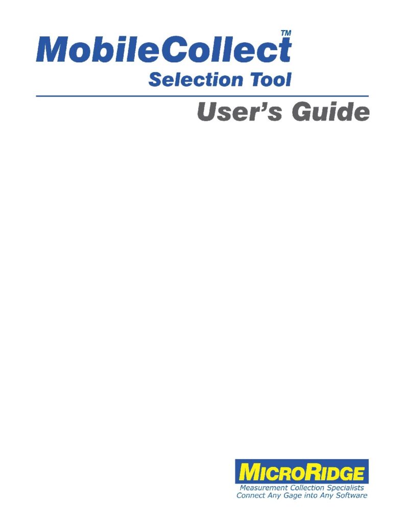 MobileCollect Selection Tool Users Guide