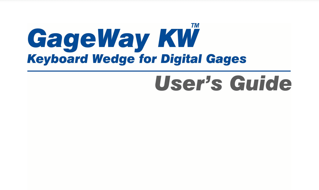 GageWay KW Users Guide