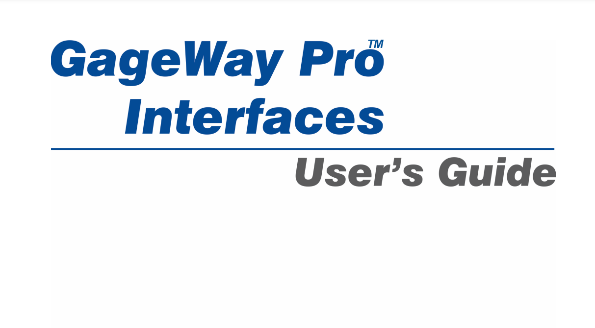 GageWay Pro User Guide