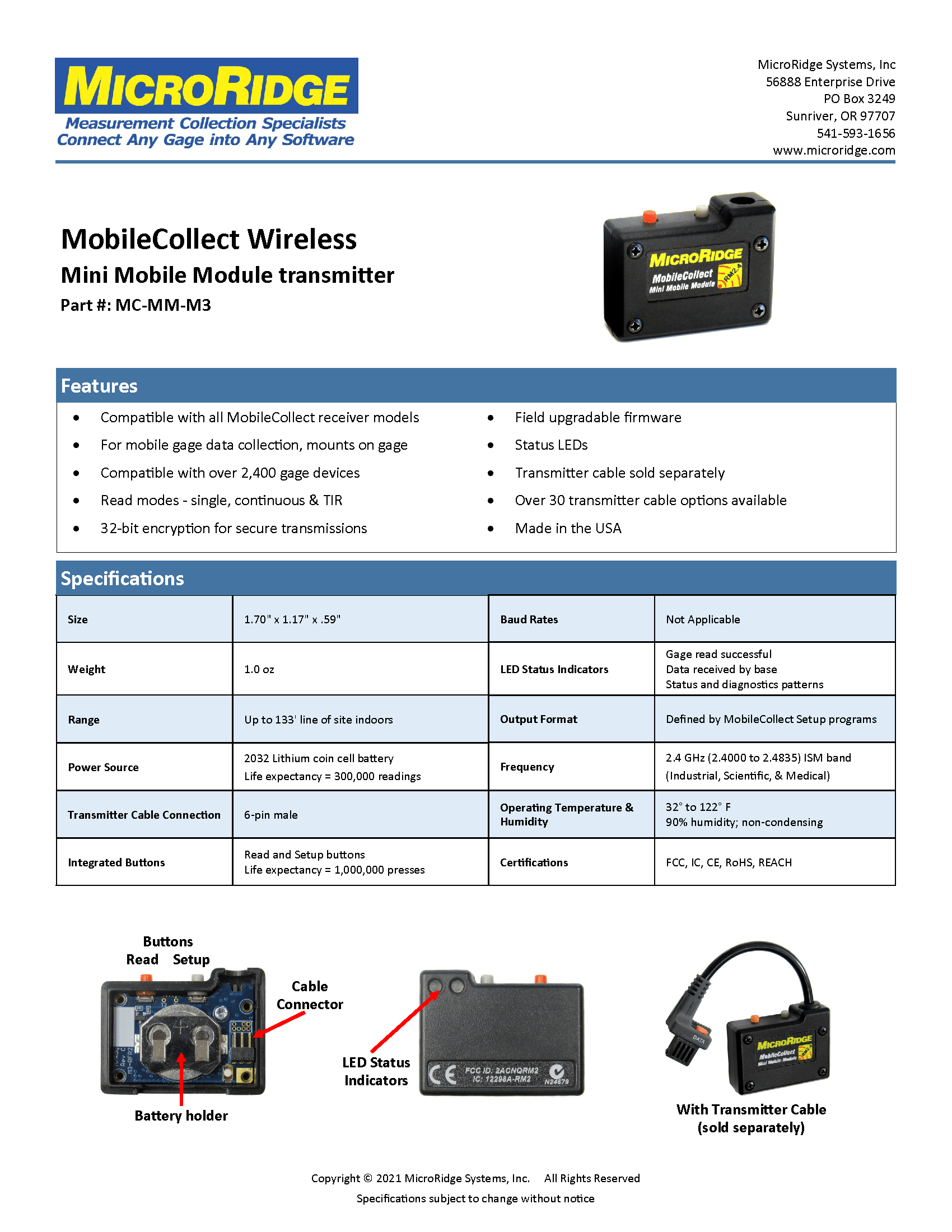 Mini Mobile Module Spec Sheet