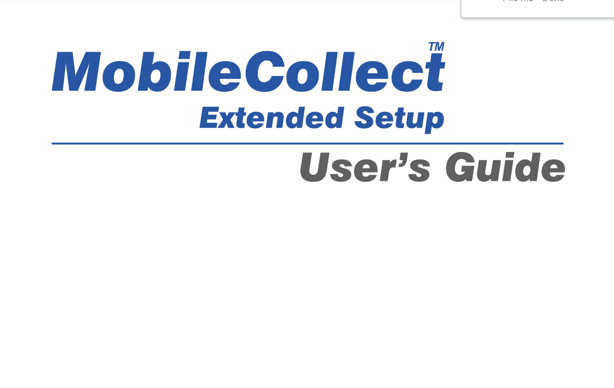 MobileCollect Extended Setup Users Guide