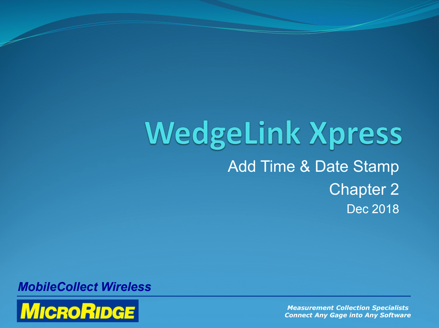 WedgeLink Xpress Chapter 2 Add Date & Time Stamp